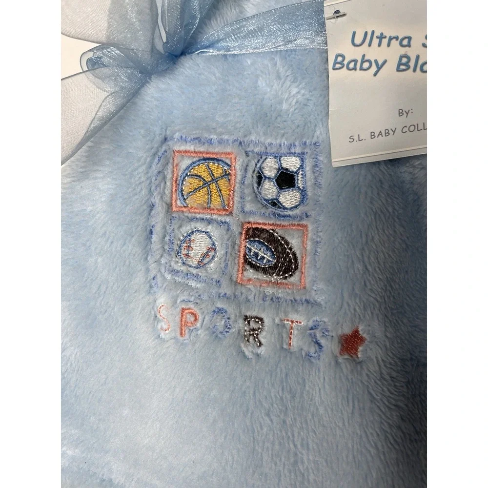 S.L. Home Fashions Blue Sports Baby Blanket Lovey‎ Baby Collection